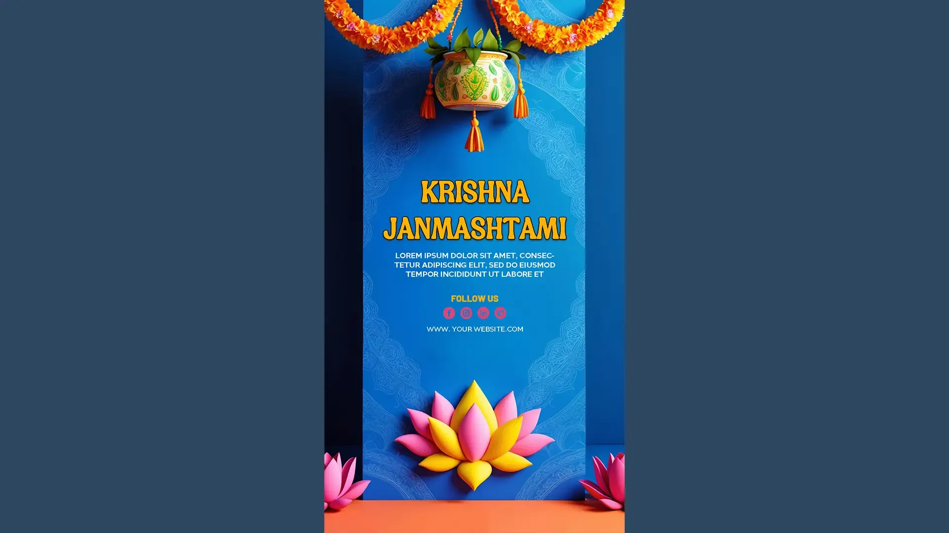 Krishna Janmashtami Instagram Story PSD with Elegant Floral Decor image